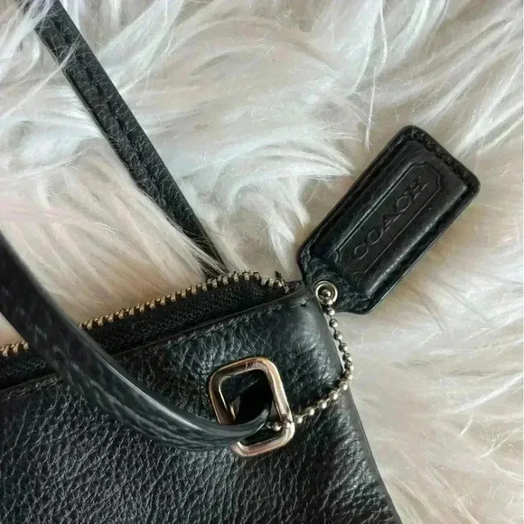 Coach Black Leather Crossbody Bag, Adjustable Strap, Zipper Pebbled Leather - Picture 4 of 13